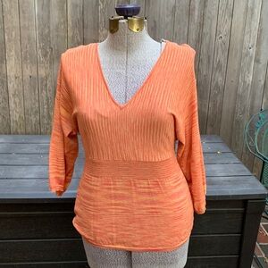 Itsu light weight knit sweater top, 3/4 sleeve and nice fitted waistline